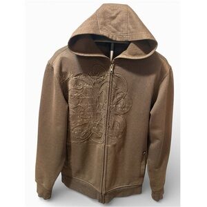 Rusty Unisex Zip up Brown Hoodie Size M